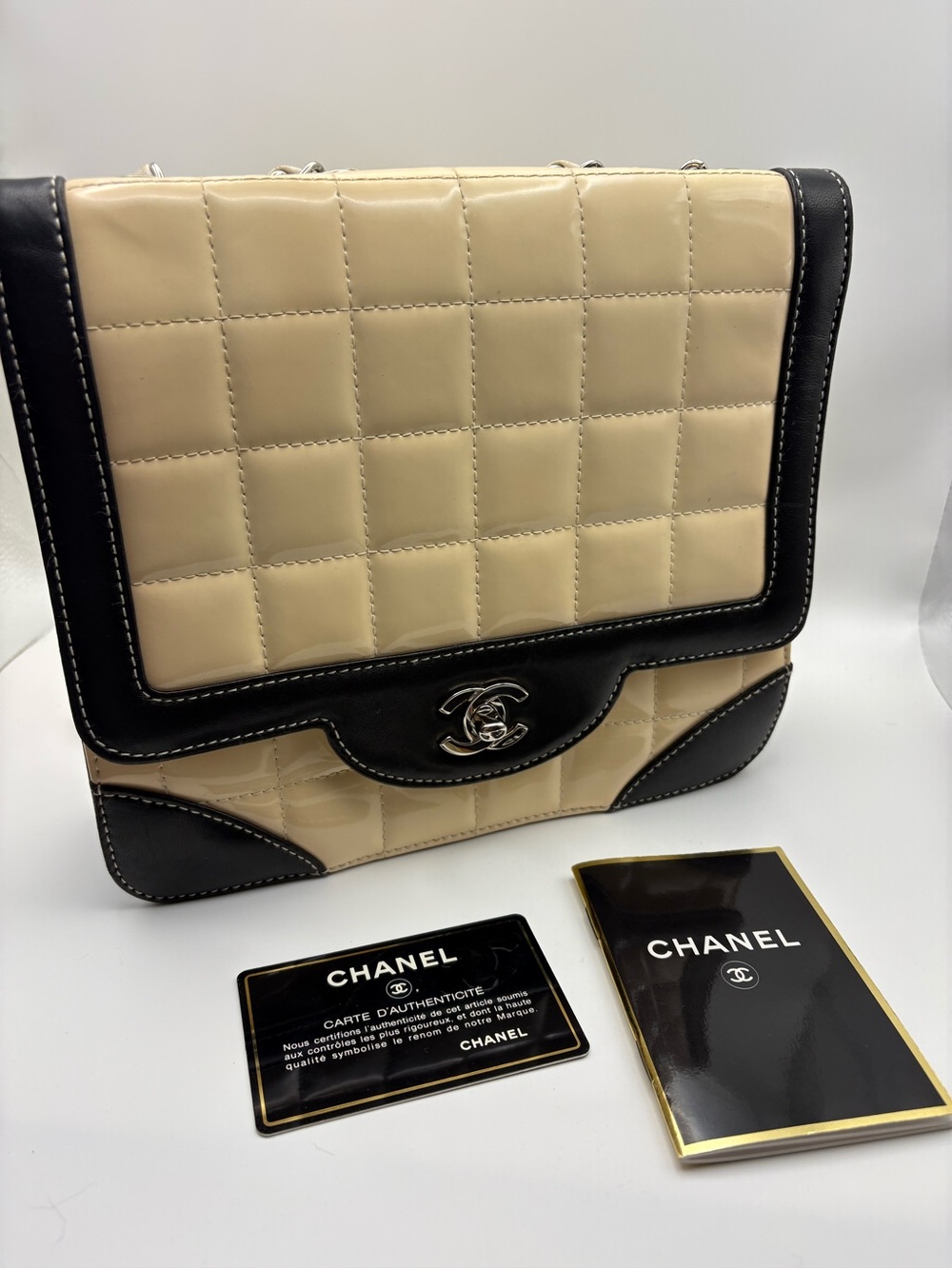Authentic Chanel East West Chocolate Bar Flap Leather Handbag - Picture 14 of 14